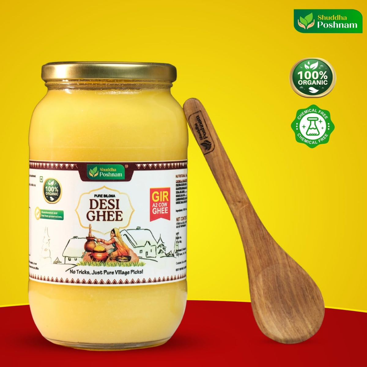 A2 Desi Gir Cow Ghee in Glass Jar
