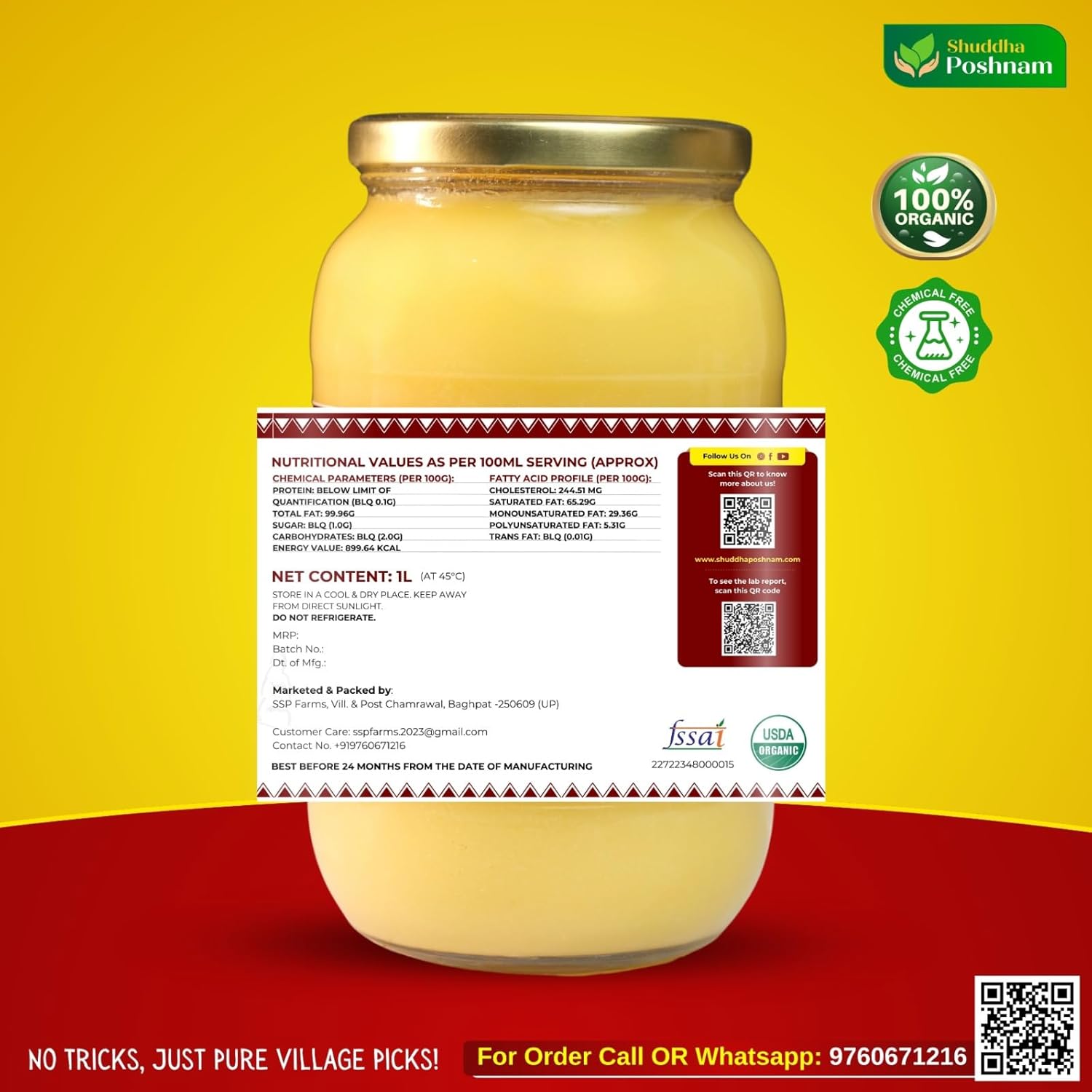 A2 Desi Gir Cow Ghee in Glass Jar